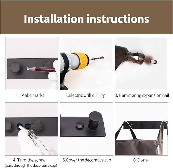 Coat Rack Wall Mount, White Coat Hooks Screw in, Stainless Steel Door Hooks for Hanging Hat Towels Clothes, Hook Rail with 8 Round Hangers (White, 8 Hooks)