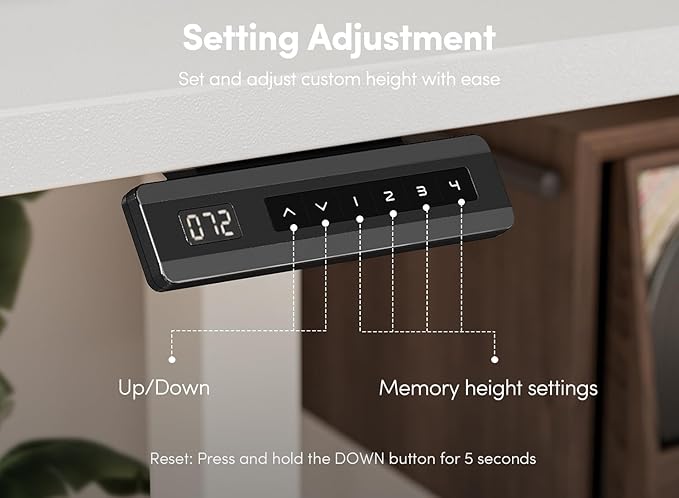 FEZIBO 55 x 24 Inch Height Adjustable Electric Standing Desk with Double Drawer, Computer Desk, Home Office Stand Up Table with 4 Height-Adjustable Feets & 2 Hooks, White