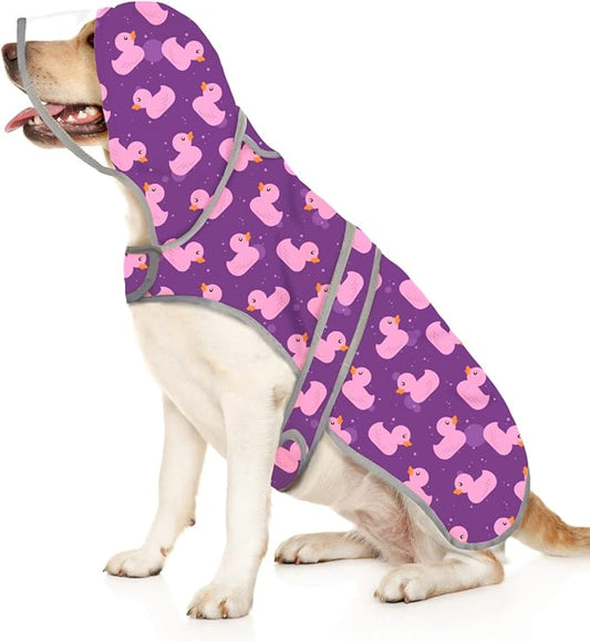 HDE Dog Raincoat with Clear Hood Rain Jacket Poncho for Small Medium Large Dogs Ducks Purple - 3XL