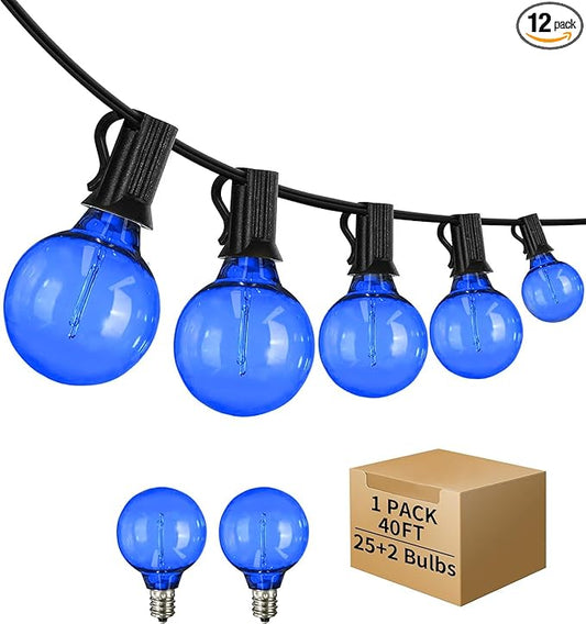 40FT LED Outdoor String Lights Waterproof, G40 LED Globe Outdoor Lighting for Patio with 27 Edison Vintage Shatterproof Bulbs, Connectable Backyard Lights for Garden, Bistro, Porch, Cafe