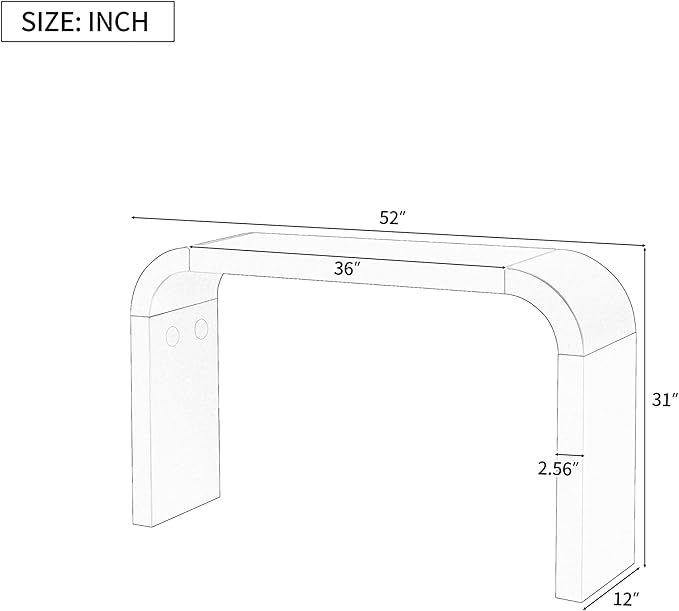 52" Curved Console Table for Entryway Modern Long and Narrow Foyer Table Behind Couch for Corridor Living Room Wood (Black)