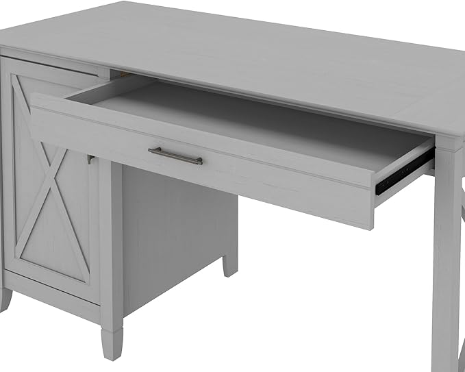 Bush Furniture Key West Computer Desk with Storage Farmhouse PC Table for Home Office in Cape Cod Gray 54W x 24D