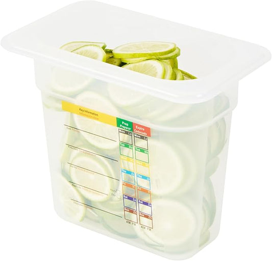 Restaurantware Food Pans Pack of 10 Plastic Rectangle Food Containers 1/9 Size with Traceability Label, Storage Containers Dishwashable Hot Cold Friendly for Restaurants Buffet Commercial Use