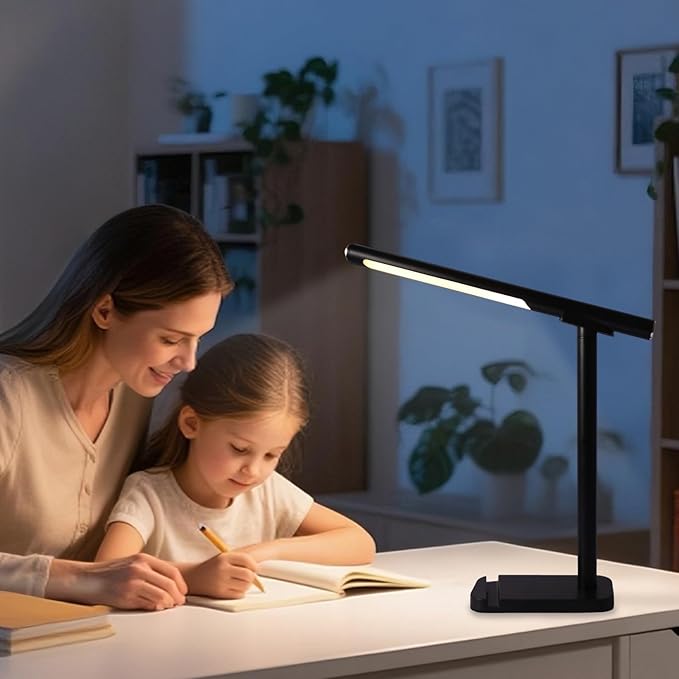 Magnetic Led Desk Lamp: 2 in 1 Magnetic Reading Lamp with USB Charging Port for Home Bedroom Office Study | Dorm Desk Lamp with 3500-6500k Touch Control Dimming | 5 Brightness Levels | Black