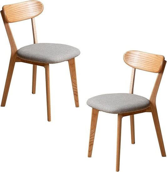 Solid Wood Upholstered Dining Chairs Set of 2 - FAS-Grade North American Oak | Heavy Duty Kitchen Dining Chairs with Ergonomic Curved Back | Easy Assembly | 400 lb Capacity