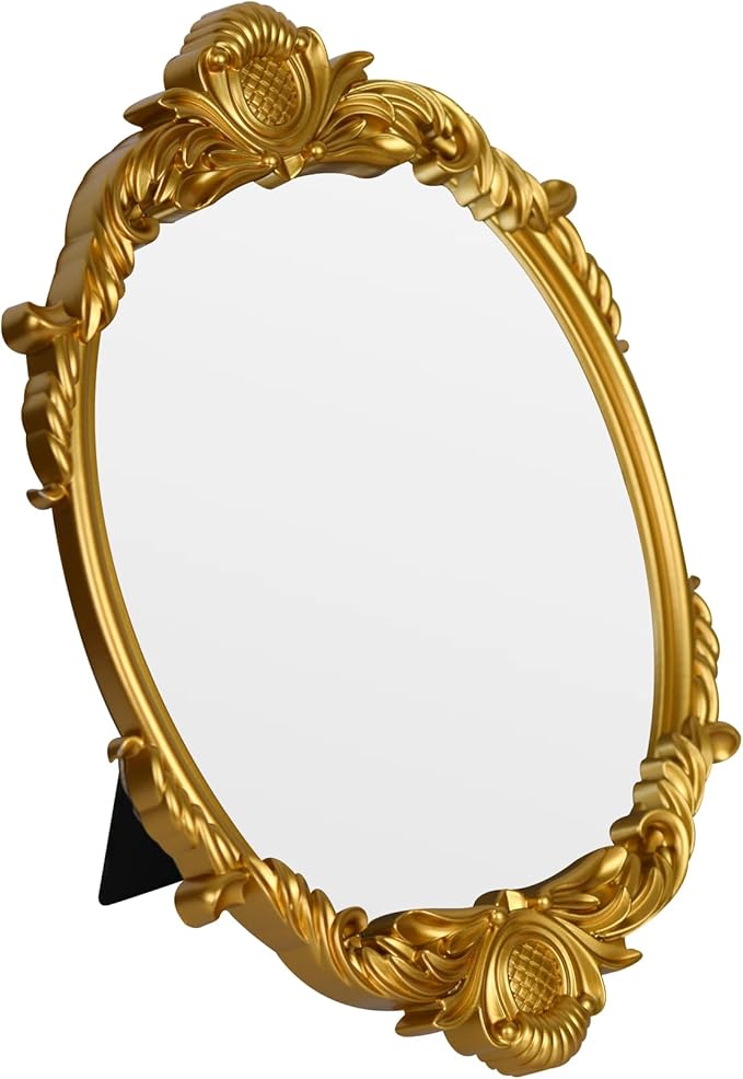 Vintage Vanity Makeup Mirror,Decorative Baroque Table Standing Mirror (Gold)