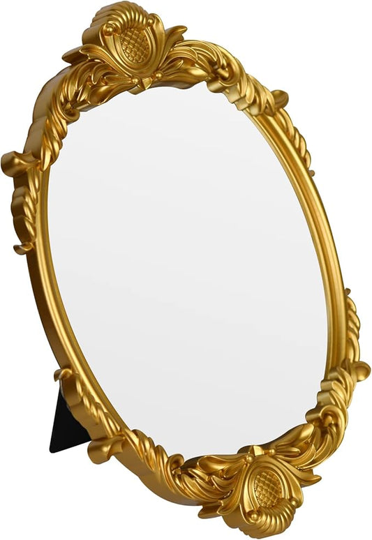Vintage Vanity Makeup Mirror,Decorative Baroque Table Standing Mirror (Gold)