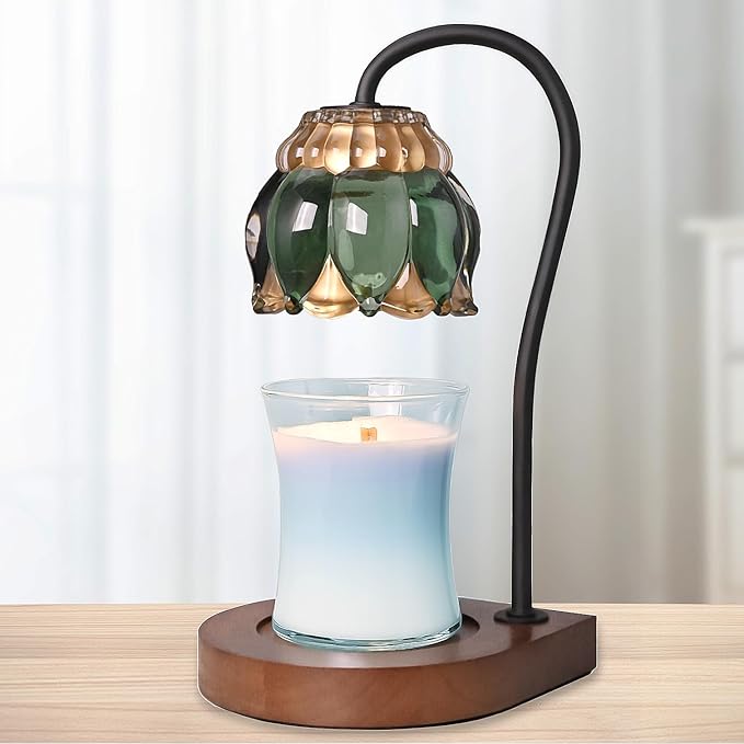 Candle Warmer Lamp Christmas Gifts - Birthday Gifts for Women Mom, Compatible with All Jar Candles, Wax Melt for Candle Home Decor, Modern Farmhouse Decor, Candle Warmer Timer DarkGreen