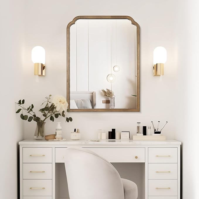 WallBeyond Wood Bathroom Mirrors for Wall Mounted, 30" x 40" Rustic Wood Frame Wall Mirrors Decorative for Living Room or Bedroom Vanity Mirror, Honey-Colored