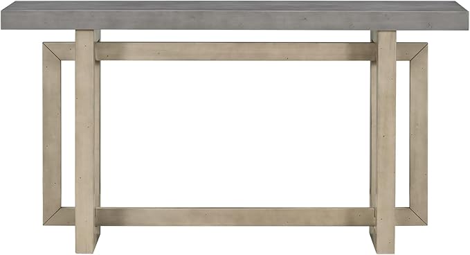 Knocbel Contemporary Console Table with Industrial-Inspired Concrete Wood Top, Minimalist Rectangular Entryway Table for Hallway Living Room Foyer Corridor, 59.1" W x 15.7" D x 31.7" H Gray