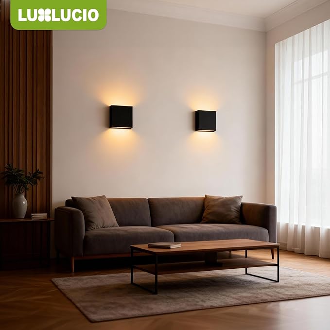 2 Pack Indoor Outdoor Black Up and Down LED Wall Light, Modern Bedroom/Porch Wall Lamp, IP65 Waterproof, 5%-100% Dimmable 18W 1620lm, 5CCT (2700K-5000K), CRI90+, 120-277V