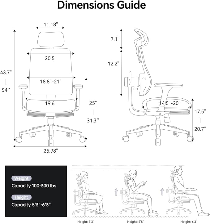 Newtral Ergonomic Office Chair - Home Office Desk Chair with Adaptive Lumbar Support, with Footrest, 4D Armrest, Adjustable Seat Depth & Height