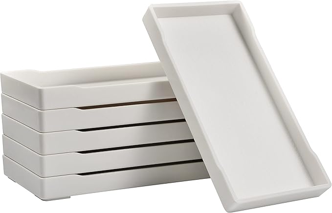 6 Packs Small White Mini Tray (8 inch x 4 inch) for Serving Accessory, Spa, Coffee, Drinks, Wine, Tea, Bar, Party, Seasoning, Perfume or Display Use.