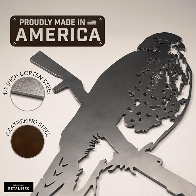 METALBIRD - Peregrine Falcon - Outdoor Tree Ornaments in Corten Steel - Metal Art Proudly Made in The USA