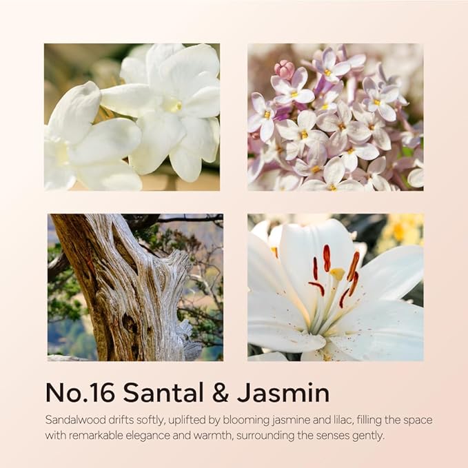Santal & Jasmine Luxury Scented Candles, 9oz Soy Wax Candles for Home Scented, Jasmine, Sandalwood, Lilac Scent, Long Burning Time, Gifts for Women, Friends, Men, Sister, Teacher, Christmas