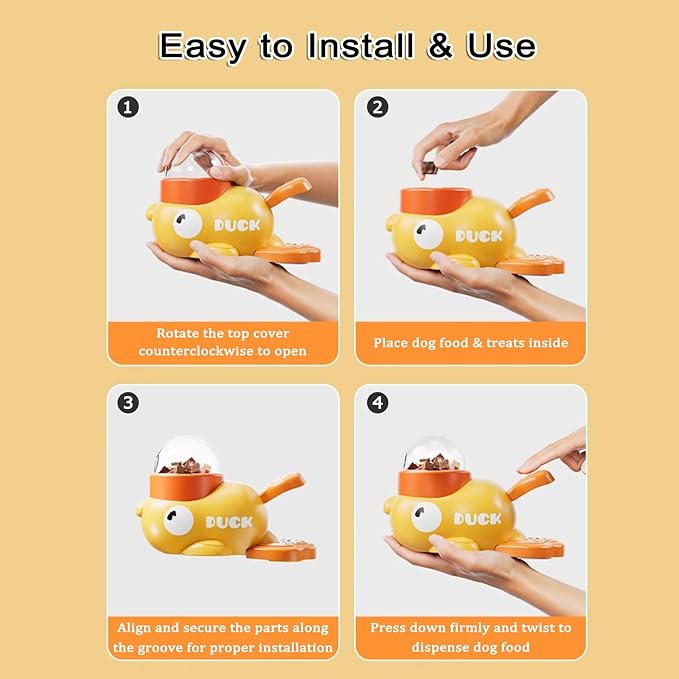 Interactive Dog Treat Dispenser, Puzzle Feeder Dog, Duck Pet Feeder for Healthy Eating, Interactive Treat Dispenser Toy for Dogs and Cats (1 PCS)