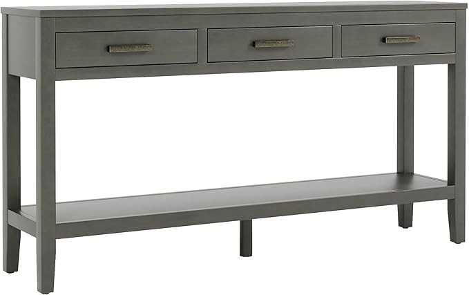 59" Console Table, Long Entryway Table with Storage, 3 Drawers Wood Console Table for Hallway Living Room, MDF Entryway Table Sofa Table Behind Couch, Modern Entry Table with Drawers