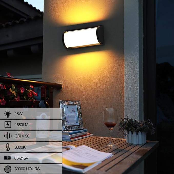 Sytmhoe Modern Exterior Wall Lights, 2Packs 3000k Outdoor Light Fixtures,LED Wall Mounted Lamps,Matte Black Porch&Patio Light for House,IP65 Waterproof for Garage Hallway Stairs Gardens(2packs)