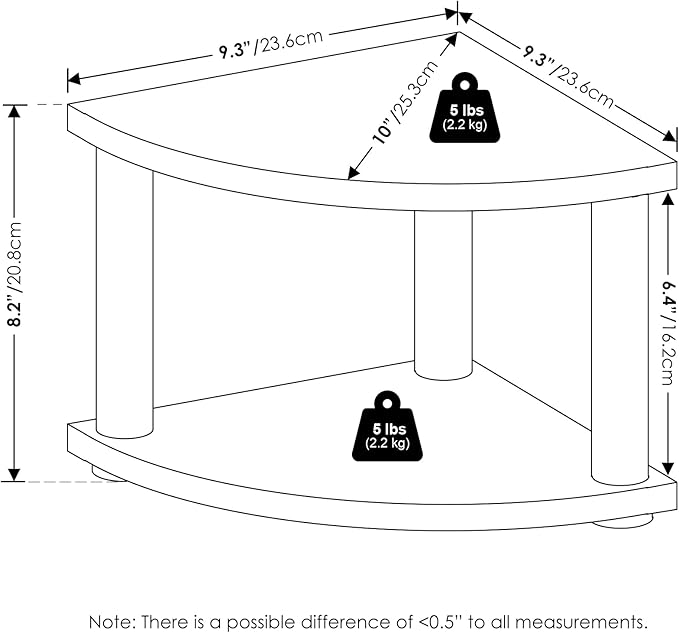 Furinno Turn-N-Tube Kitchen Countertop Organizer, 2-Tier Corner Countertop Organizer Shelf, Corner Shelf, for Kitchen, Pantry, Organizers and Storage, Espresso
