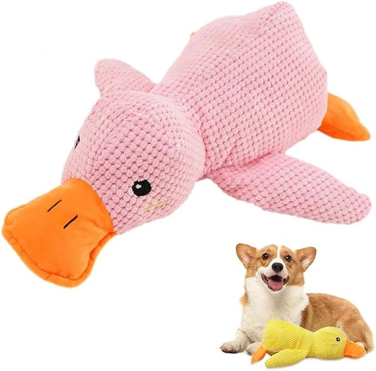 Duck Dog Toy, 2024 New Calming Duck Dog Toy, Dog Toys for Aggressive Chewing Person, Vocalizing Duck Dogs Toy, Indestructible Dog Toys, Cute Plush Stuffed Duck for Indoor Dogs (Pink)