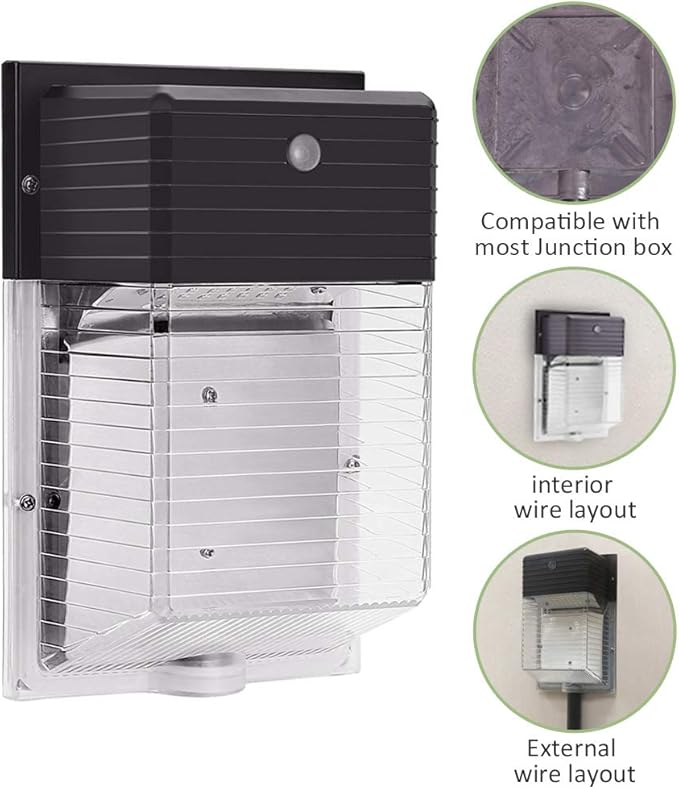 LED Wall Pack Light,30W 4050lm 5000K Dusk to Dawn Photocell,IP65 Waterproof, 400W Equiv. AC100-277V, ETL Listed Outdoor Security Exterior Photocell Lights