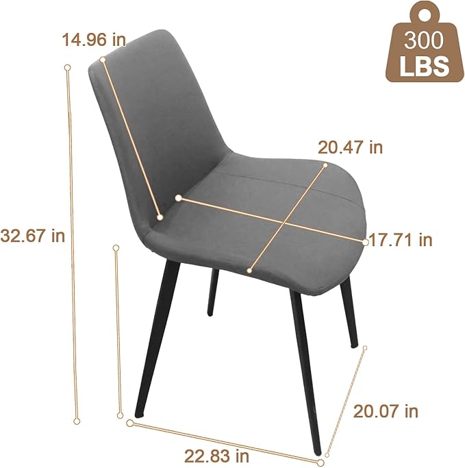 Dining Chairs, PU Leather Dining Chair, Dining Room Chair with Sturdy Metal Legs, Upholstered Seat Dinner Chairs Accent Side Chairs for Indoor Kitchen Living Room Restaurant(Grey, Set of 4)