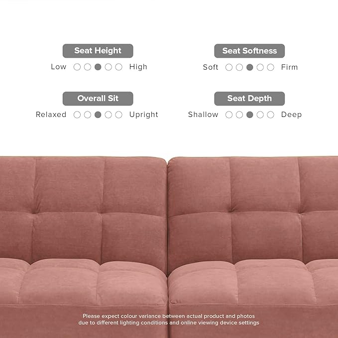 mopio Aaron 76.8" Couch, Small Futon Sofa Bed, Sleeper, Loveseat, Mid Century Modern Futon Couch, Sofa Cama, Couches for Living Room, Bedroom (Old Rosa, Velvet)