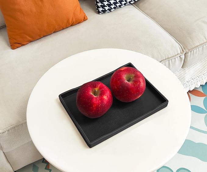 Small Black Mini Serving Tray (8.5 x 6.3 inch) for Serving Accessory, Spa, Coffee, Drinks, Wine, Tea, Bar, Party, Seasoning, Perfume or Display Use.
