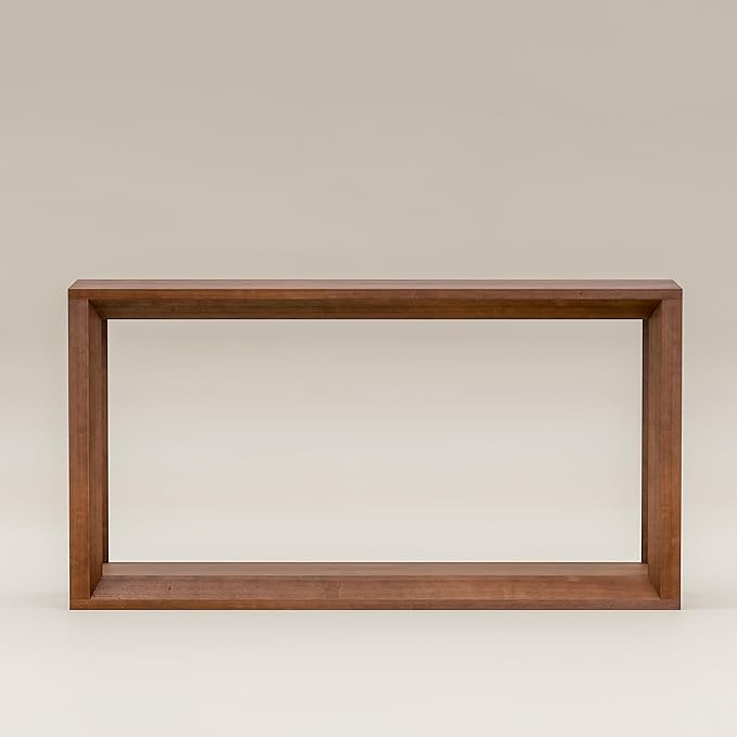60" Rectangular Solid Wood Veneer Console Table for Entryway, Wide Sofa Table, Behind Couch Table with Ample Storage for Entryway & Living Room, Dark Brown