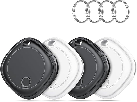 Air Tracker Tags-4 Pack, Bluetooth Tracker Works with Apple Find My APP (iOS Only), Bluetooth Smart Air Tag Keys Finder and Item Locator for Keys, Bags, Luggage, Pets, Wallet, Replaceable Battery