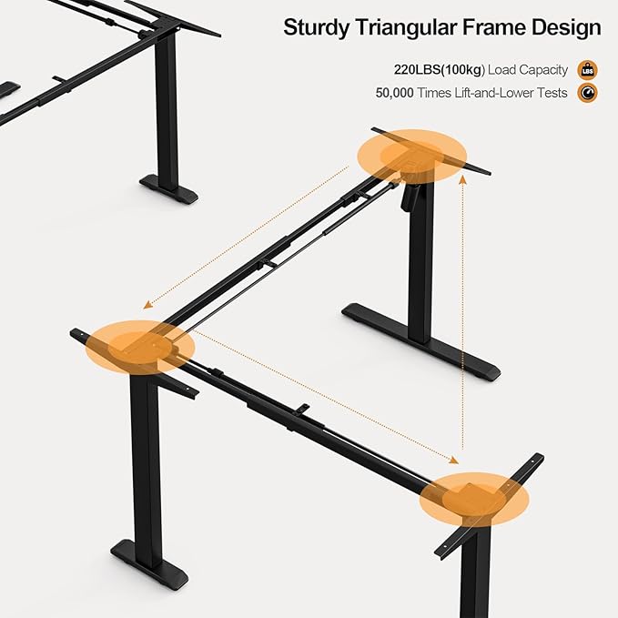 Grandder L Shaped Standing Desk Adjustable Height, Electric Standing Corner Desk, 63 Inch Sit Stand Computer Table with Splice Board, Rustic Brown