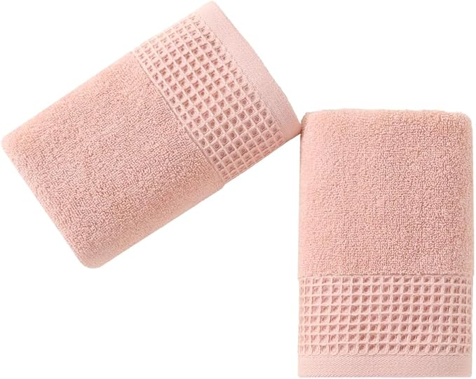sense gnosis Pink Hand Towels Set of 2 Soft 100% Cotton Waffle Pattern Decorative Highly Absorbent Hotel Bathroom Hand Towel 13x29 Inch