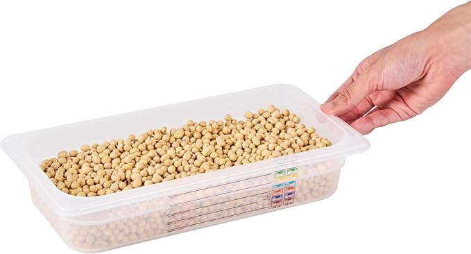 Restaurantware Food Pans Pack of 10 Plastic Rectangle Food Containers 1/3 Size with Traceability Label, Storage Containers Dishwashable Hot Cold Friendly for Restaurants Buffet Commercial Use