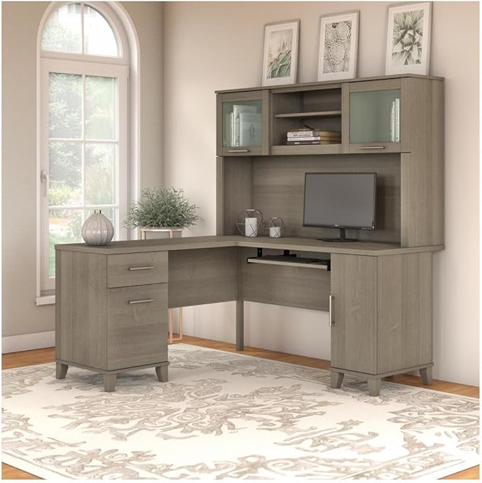 Bush Furniture File Drawer Accommodates Letter-Size documents While Box Drawer Stores Office Supplies and Utensils