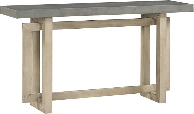Knocbel Contemporary Console Table with Industrial-Inspired Concrete Wood Top, Minimalist Rectangular Entryway Table for Hallway Living Room Foyer Corridor, 59.1" W x 15.7" D x 31.7" H Gray