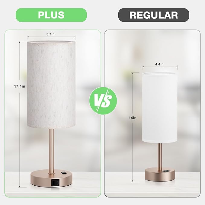 Dicoool Touch Bedside Table Lamp with USB - 3 Way Dimmable Lamp for Bedroom Nightstand, Desk Lamp with Charging Station for Dorm, Office, Living Room,Kids Room