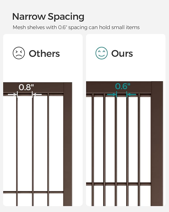 SONGMICS 3-Tier Metal Storage Rack with Wheels, Mesh Shelving Unit with X Side Frames, 23.6-Inch Width, for Entryway, Kitchen, Living Room, Bathroom, Industrial Style, Metallic Bronze UBSC163A01