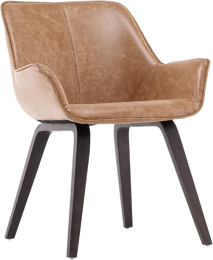 Yellow Set of 4 PU Leather Living Room Chairs Modern Upholstered Accent Chairs Dining Room Chairs (Yellow, 4)