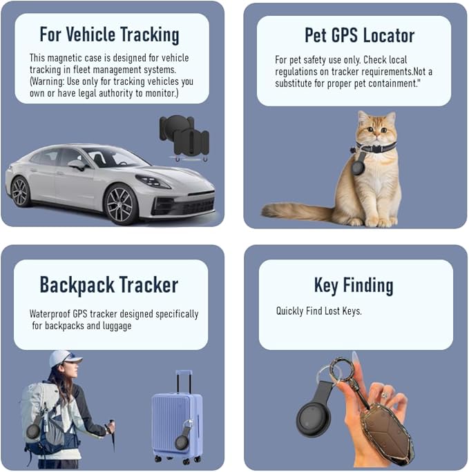 Car GPS Tracker for Vehicles - Hidden Tracking Devices for Cars, Available for Android and iOS, No SIM Card Required, Real Time Car Locator Work, Car Vehicle Tracking Device for Car, Wallet, Pet