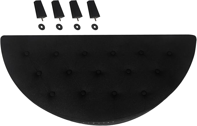 Homebeez 43" Half Moon Storage Ottoman Bench, Grainy Linen Fabric End of Bed Storage Chest with Nailhead Trim for Entryway Living Room,Dark Black