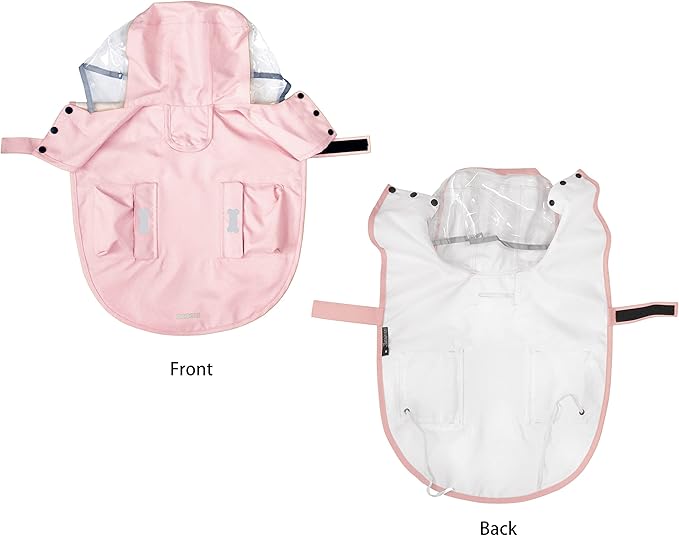 Dog Raincoat,Waterproof Rain Poncho with Hoodie, High Reflective Adjustable Pet Rain Jacket with Leash Hole for Small Medium and Large Dogs (Pink, X-Large)