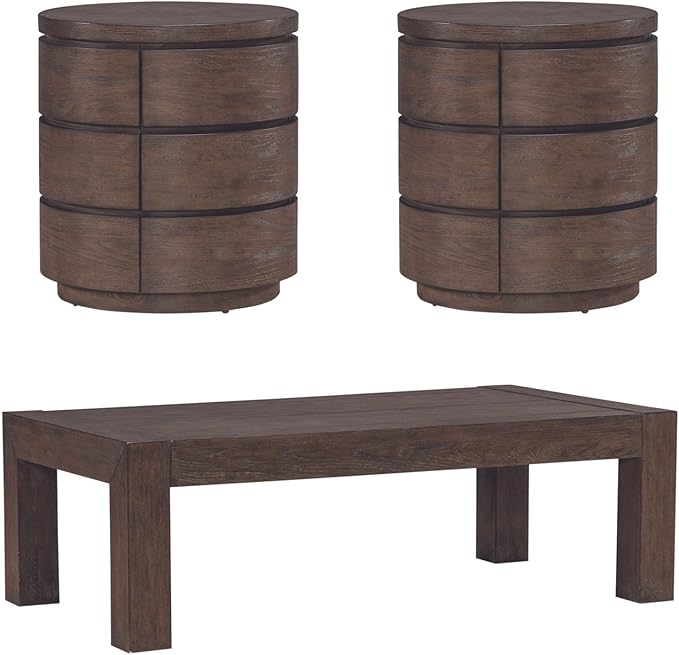 Liberty Furniture Cascade Falls Living Room Opt 3 Piece Set - Cocktail Table, 2 Round End Tables - Satin Espresso