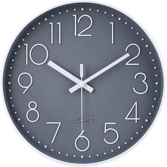 jomparis Small Wall Clock 8 Inch Gray Wall Clocks Silent Non-Ticking for Bedroom Bathroom Kitchen