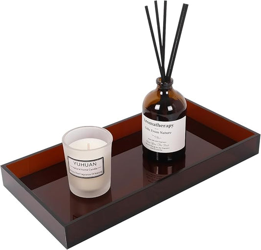 Acrylic Tray 5mm Thicken 10x5'' Decorative Serving Tray for Bathroom, Toilet Tank, Sink Countertop, Living Room,Dresser, Coffee Table