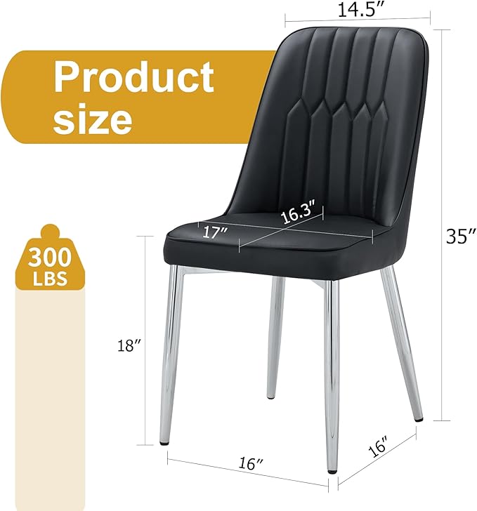 Dining Chairs Set of 8，Modern Dining Chairs, Equipped with PU Leather Backrest Cushions and Metal Legs, Suitable for Restaurants, Kitchens, and Dining Room Chairs