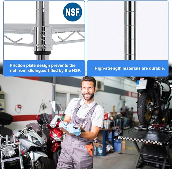 BestOffice | 5-Tier Wire Storage Shelves | 36x14x72 | Chrome | with Adjustable Racks | Heavy-Duty Metal Shelf, Holds Upto 1000 lbs | No-Tool Assembly | Ideal for Home & Garage Shelving