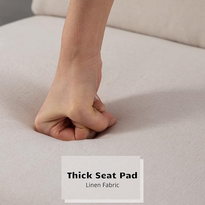 HEAH-YO Modern Dining Chairs Set of 6, Linen Upholstered Dining Chairs with Backrests, Armless Dining Room Chairs for Kitchen, White