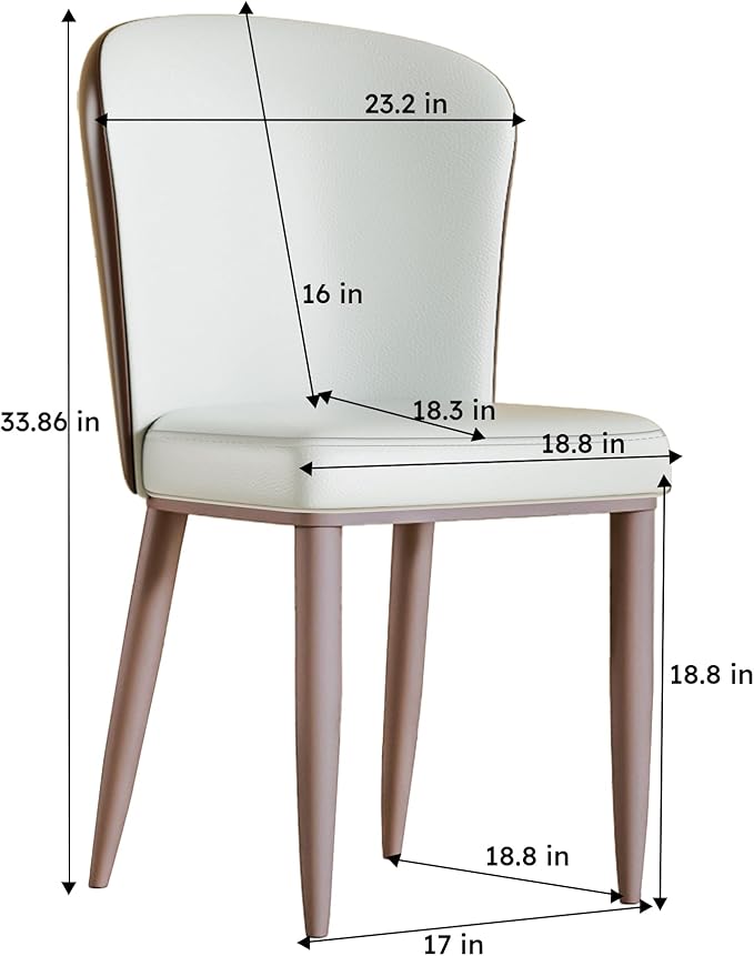 Dining Chairs Set of 2, Modern Faux Leather Dining with Carbon Steel Legs for Living Kitchen Dining Room