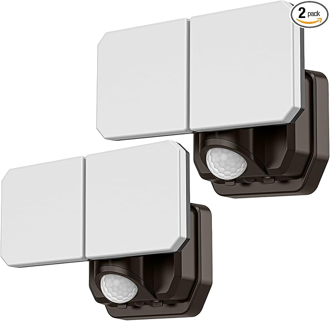 Battery Powered Motion Sensor Security Light(2 Pack),5000K 1000LM High Brightness,6 -Month Battery Life,No Wiring Installation,49FT Sensing Distance,Indoors or Outdoor Used