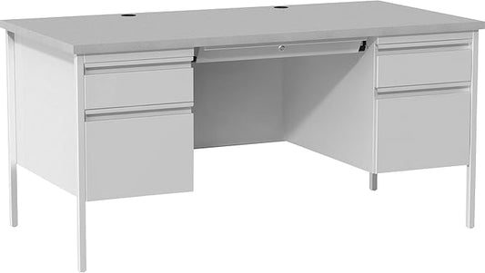 Lorell, LLR60935, Grey Double Pedestal Steel/Laminate Desk, 1 Each
